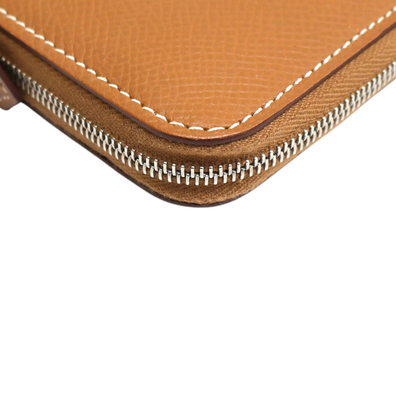 金棕色 Epsom牛皮 Silk In Compact 拉鍊 短夾 D刻【HERMES 愛馬仕】 H085209CKAA-10