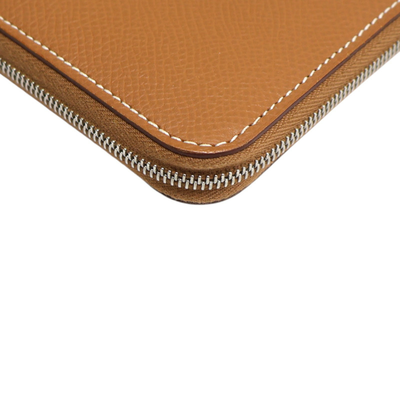 金棕色 Epsom牛皮 Silk In Compact 拉鍊 短夾 D刻【HERMES 愛馬仕】 H085209CKAA-11