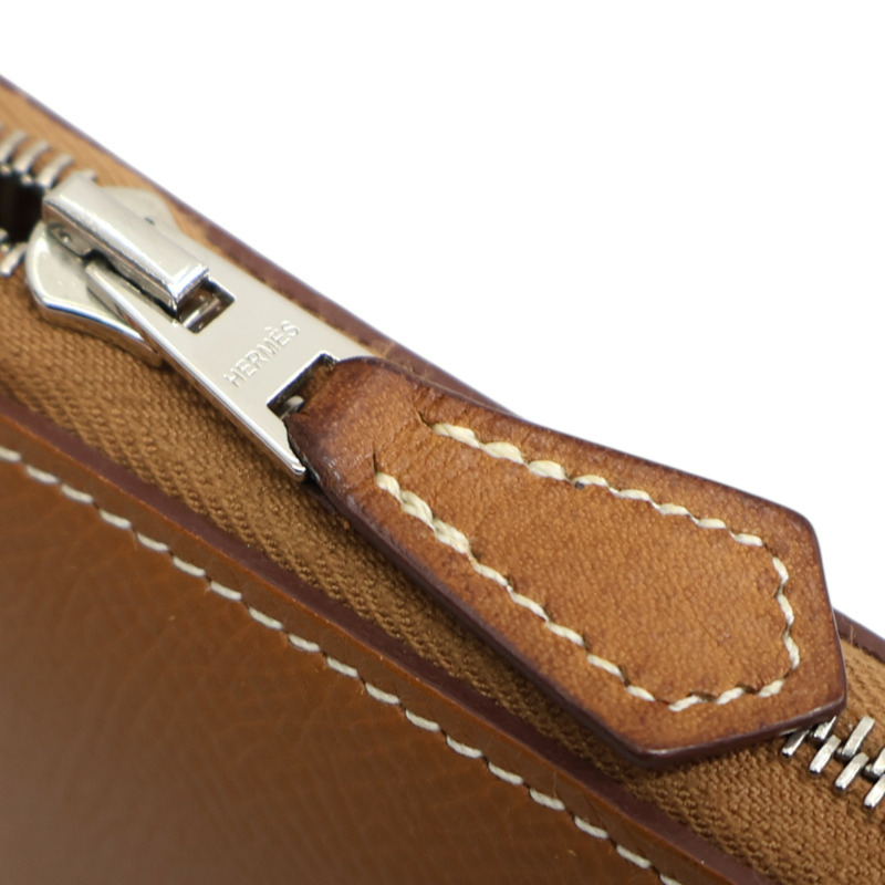 金棕色 Epsom牛皮 Silk In Compact 拉鍊 短夾 D刻【HERMES 愛馬仕】 H085209CKAA-13