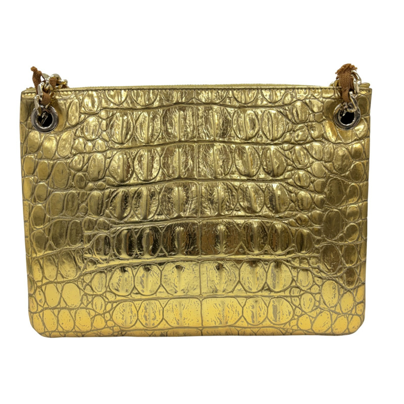 金色 牛皮 O CASE 手拿包 肩背包 金釦 【CHANEL 香奈兒】-2