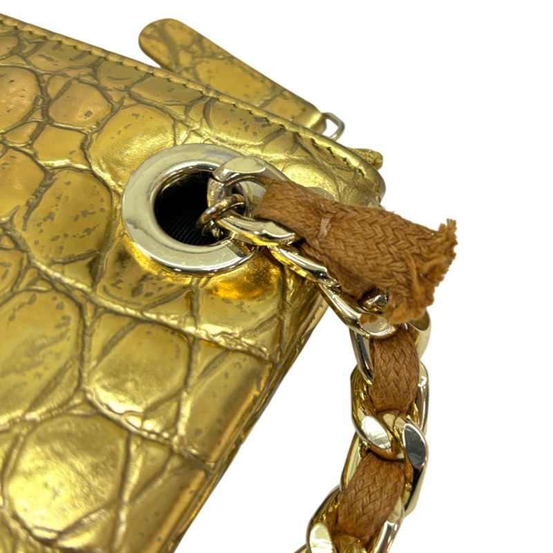 金色 牛皮 O CASE 手拿包 肩背包 金釦 【CHANEL 香奈兒】-12