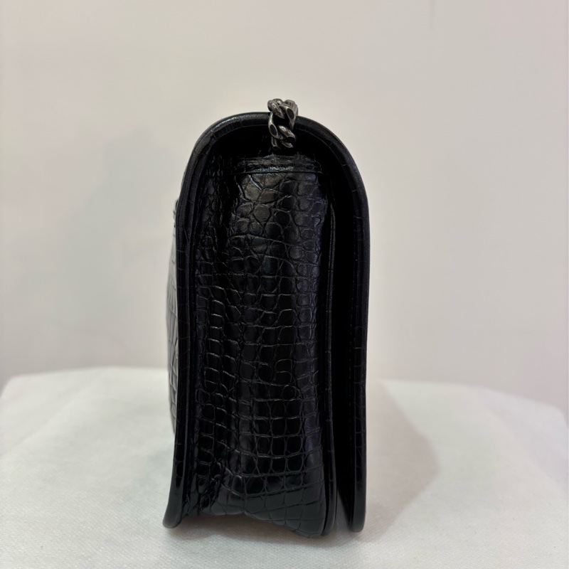 YSL黑色鱷魚壓紋小號掀蓋包MINI-4