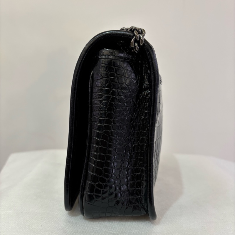 YSL黑色鱷魚壓紋小號掀蓋包MINI-5