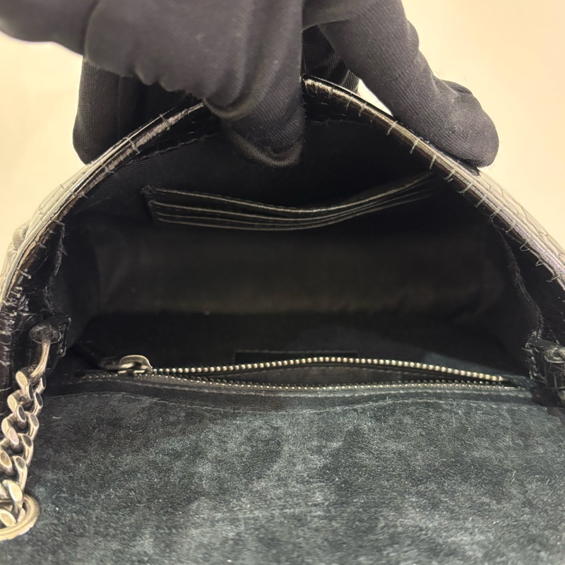 YSL黑色鱷魚壓紋小號掀蓋包MINI-11