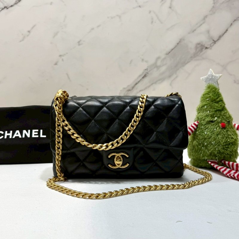 CHANEL 22K黑金金柱調節釦風琴包-0