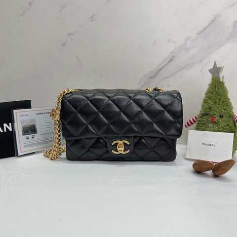 CHANEL 22K黑金金柱調節釦風琴包