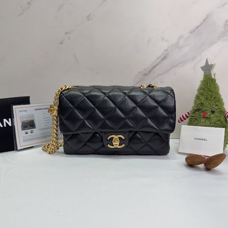 CHANEL 22K黑金金柱調節釦風琴包-0