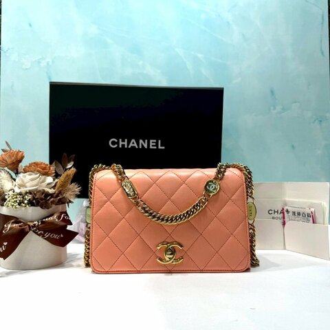CHANEL mini金屬琺瑯手提鏈帶包