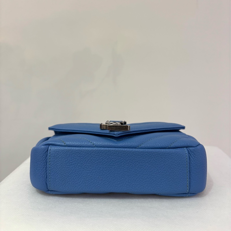 YSL 天空藍山羊皮銀鏈學院包MINI-5