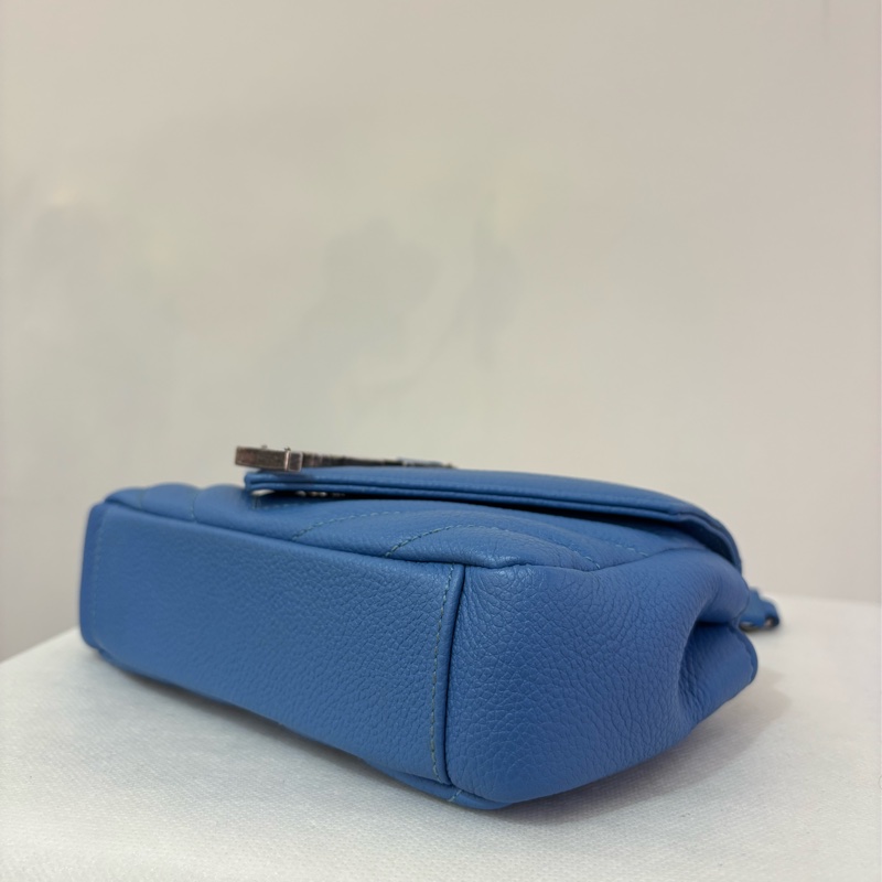 YSL 天空藍山羊皮銀鏈學院包MINI-6