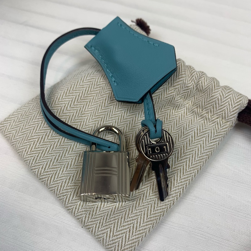 99新 愛馬仕/Hermes Bolide Secret Swift皮革銀扣藍色手提包 24x10x27cm-15