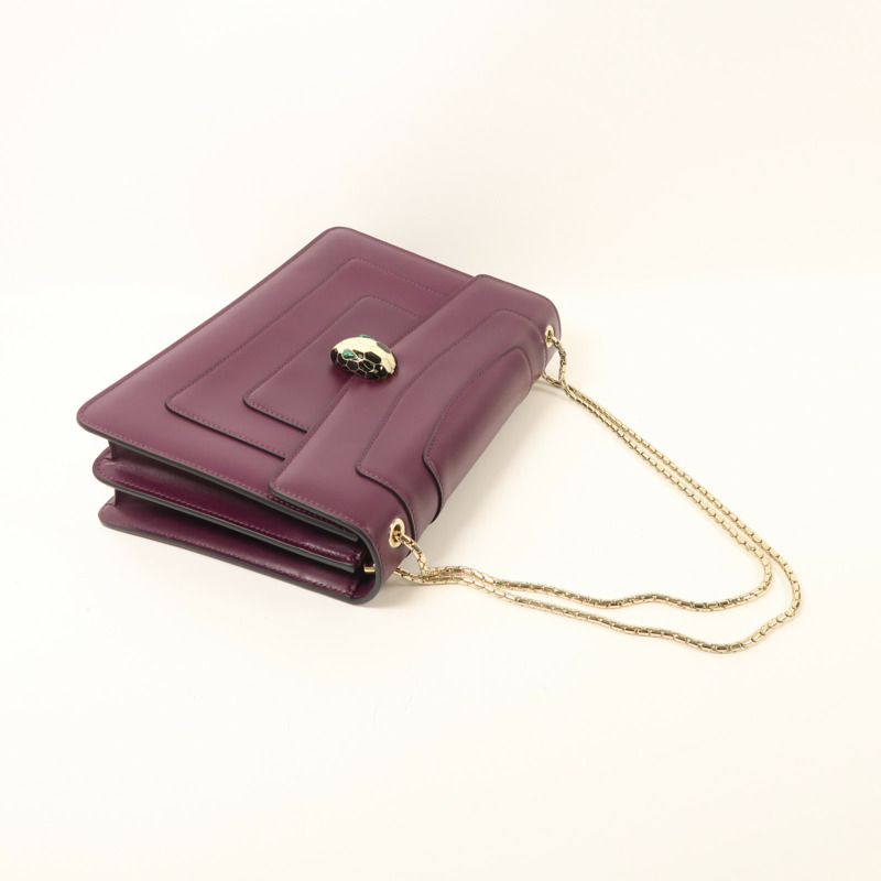 BVLGARI 牛皮皮革Serpenti Forever鏈帶肩背袋-10