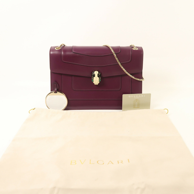 BVLGARI 牛皮皮革Serpenti Forever鏈帶肩背袋-11