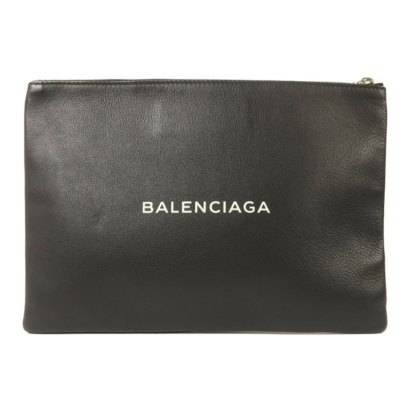 BALENCIAGA 牛皮皮革Clutch Bag銀扣手拿包-0