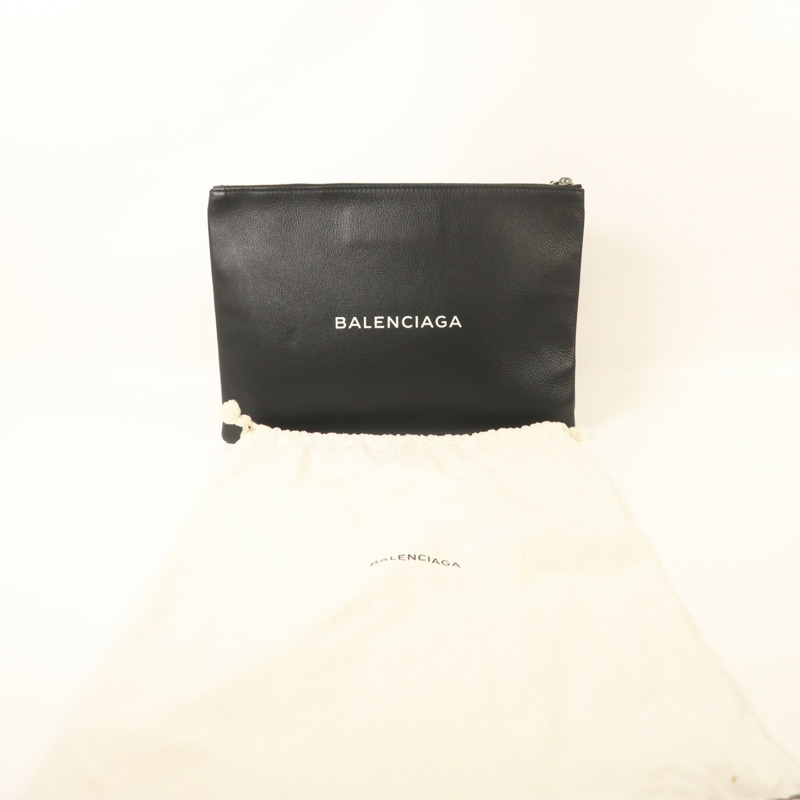 BALENCIAGA 牛皮皮革Clutch Bag銀扣手拿包-7