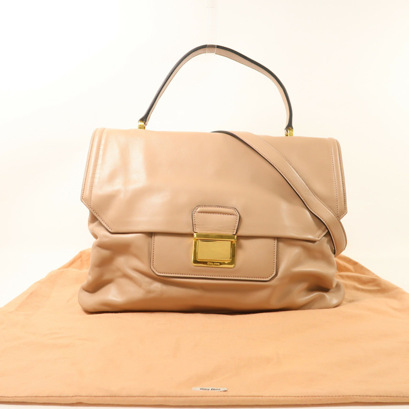 Miu Miu 牛皮皮革2 Way Shoulder金扣手挽肩背兩用袋-11