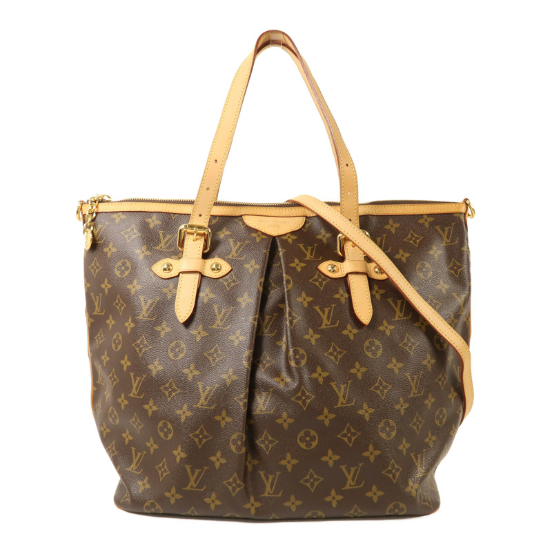 LOUIS VUITTON Monogram Palermo GM金扣手挽肩背兩用袋棕色-0