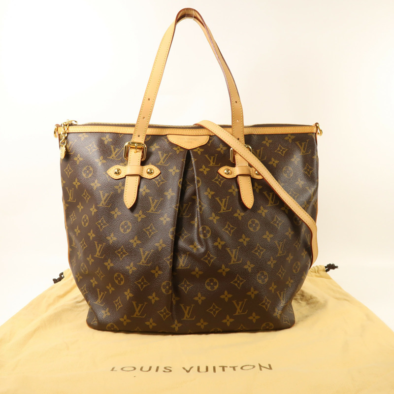 LOUIS VUITTON Monogram Palermo GM金扣手挽肩背兩用袋棕色-9