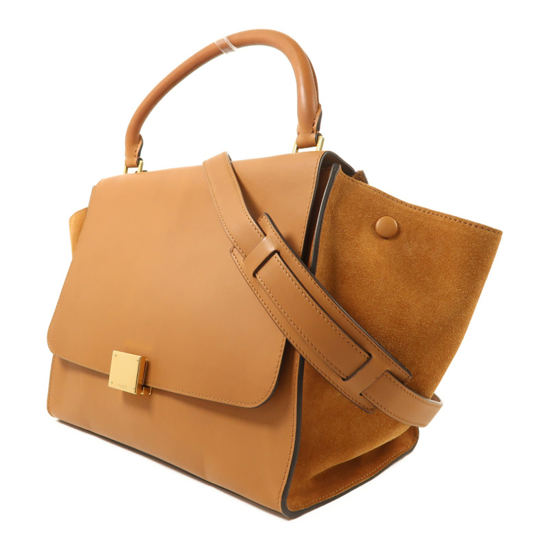 CELINE 牛皮皮革/麂皮皮革Trapeze金扣手挽肩背兩用袋-2