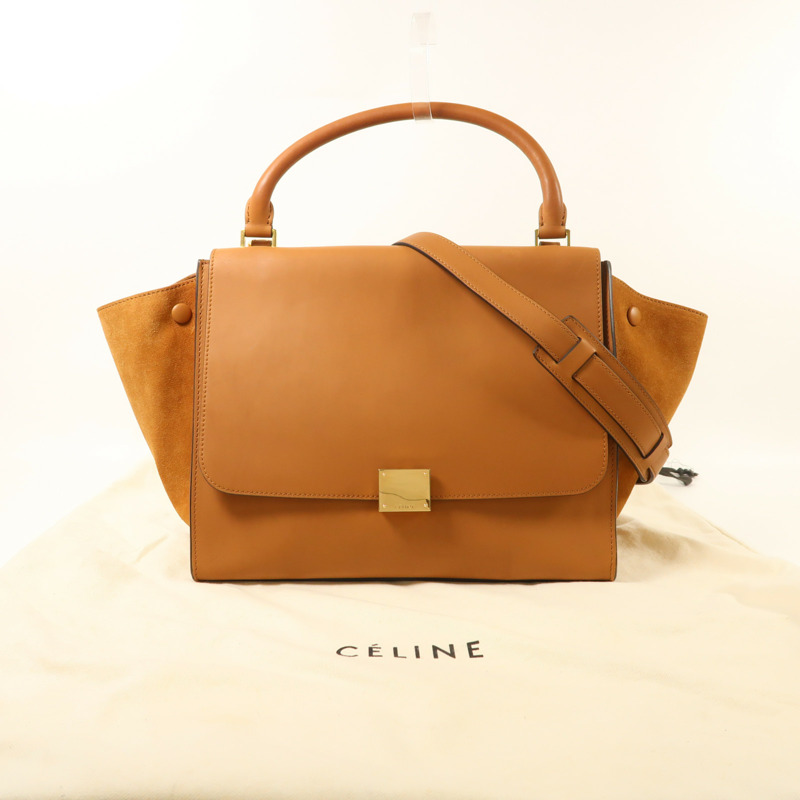 CELINE 牛皮皮革/麂皮皮革Trapeze金扣手挽肩背兩用袋-8