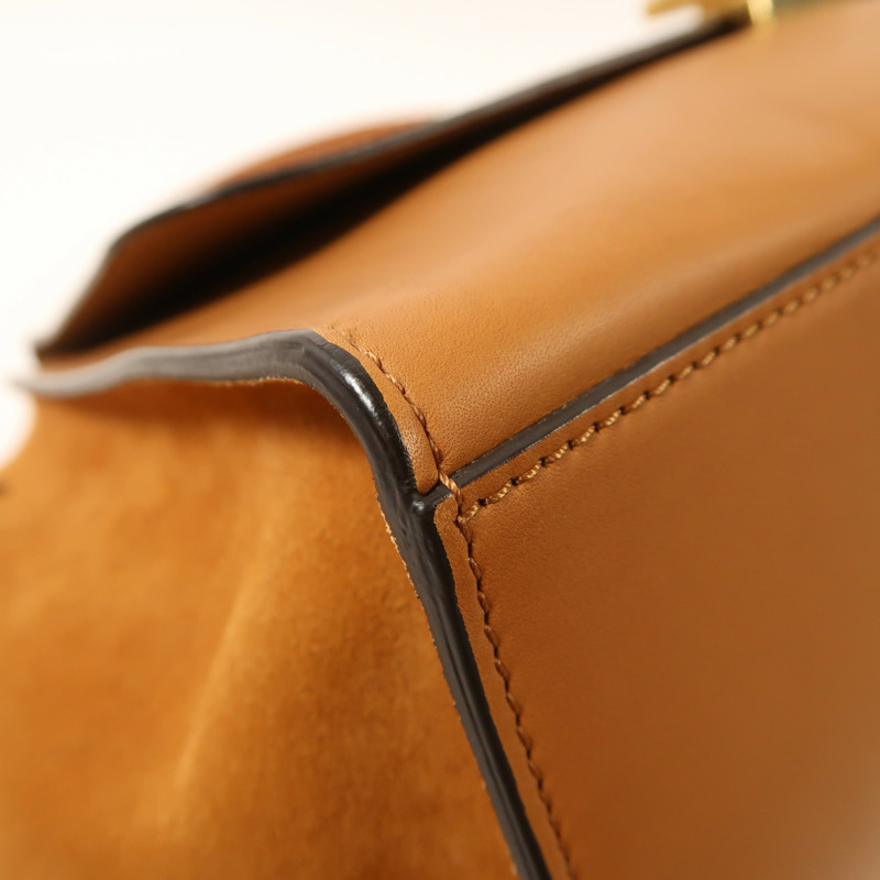 CELINE 牛皮皮革/麂皮皮革Trapeze金扣手挽肩背兩用袋-11