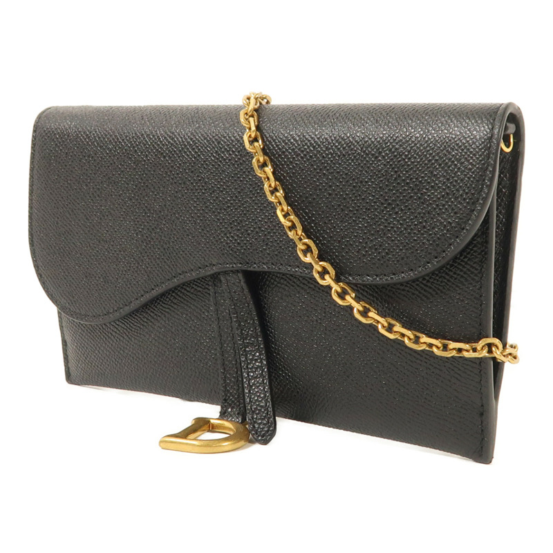 Dior 牛皮皮革Saddle Pouch With Chain金扣鏈帶肩背袋-2