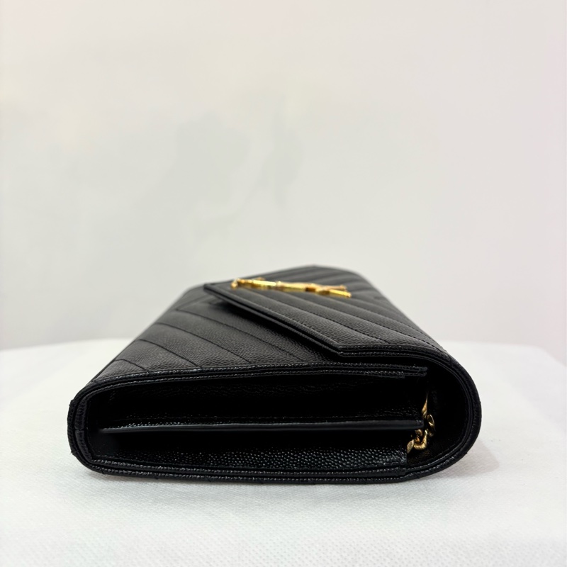 YSL黑色魚子醬牛皮金釦大款WOC-2