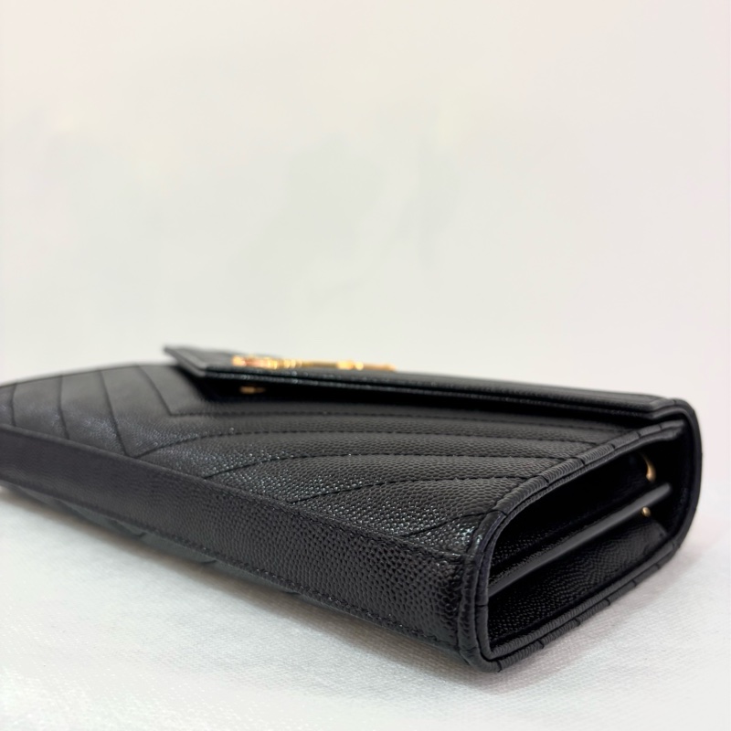 YSL黑色魚子醬牛皮金釦大款WOC-5