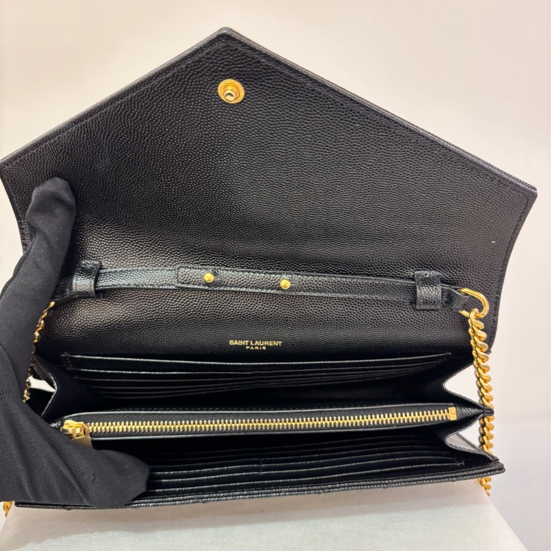 YSL黑色魚子醬牛皮金釦大款WOC-7