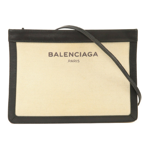 BALENCIAGA 帆布Navy Pochette銀扣肩背袋
