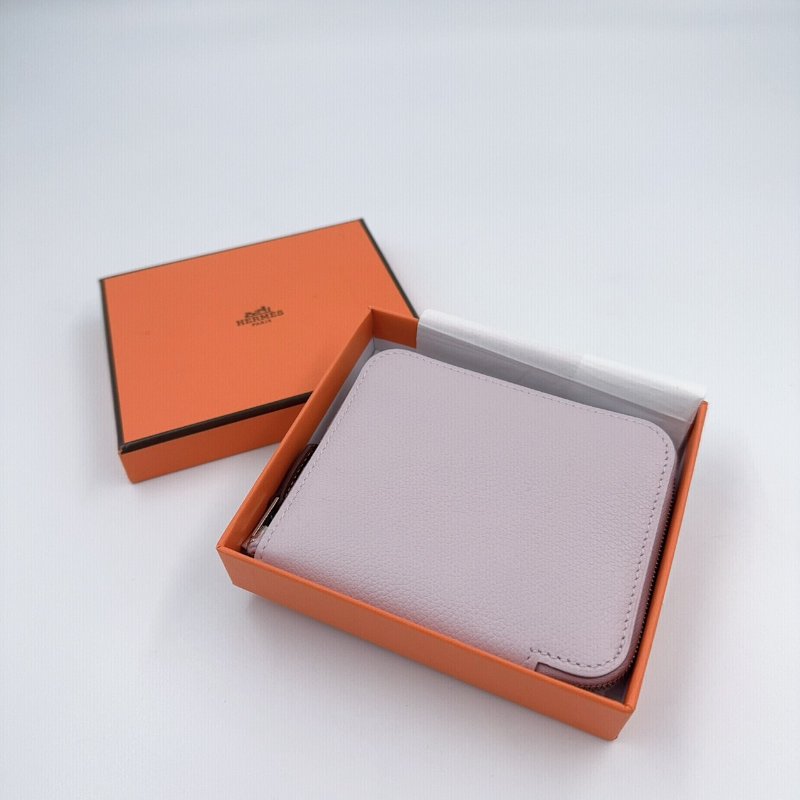 HERMES 夢幻紫銀釦epsom牛皮絲巾短夾-0