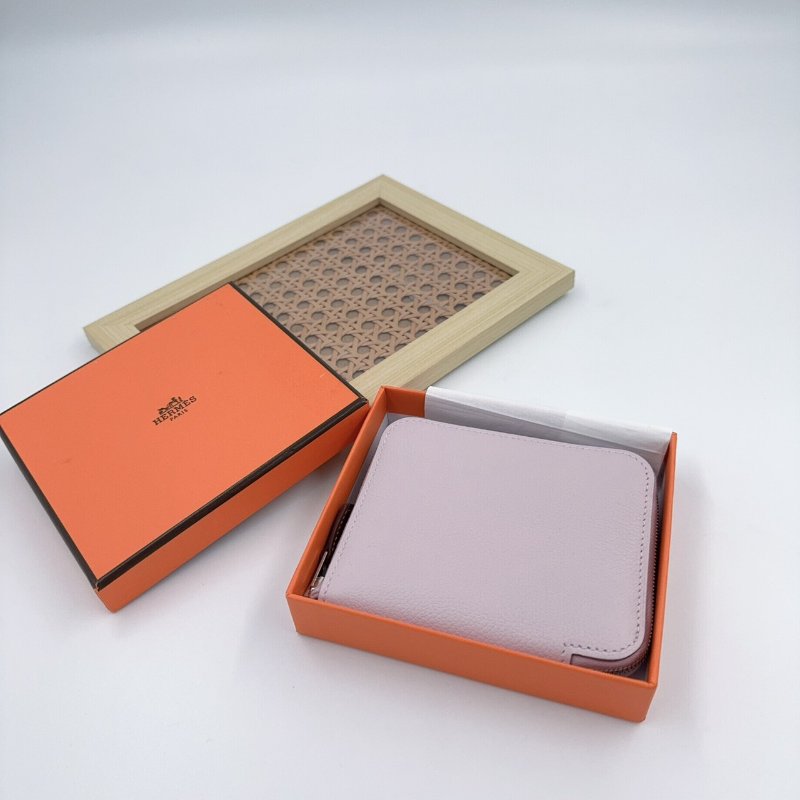 HERMES 夢幻紫銀釦epsom牛皮絲巾短夾-1