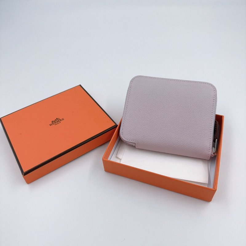 HERMES 夢幻紫銀釦epsom牛皮絲巾短夾-2