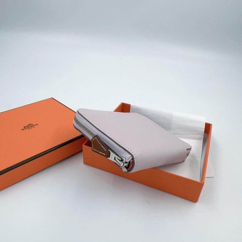 HERMES 夢幻紫銀釦epsom牛皮絲巾短夾-3