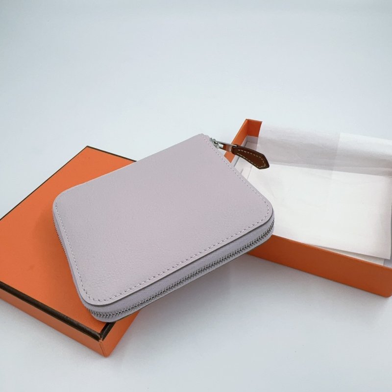 HERMES 夢幻紫銀釦epsom牛皮絲巾短夾-5