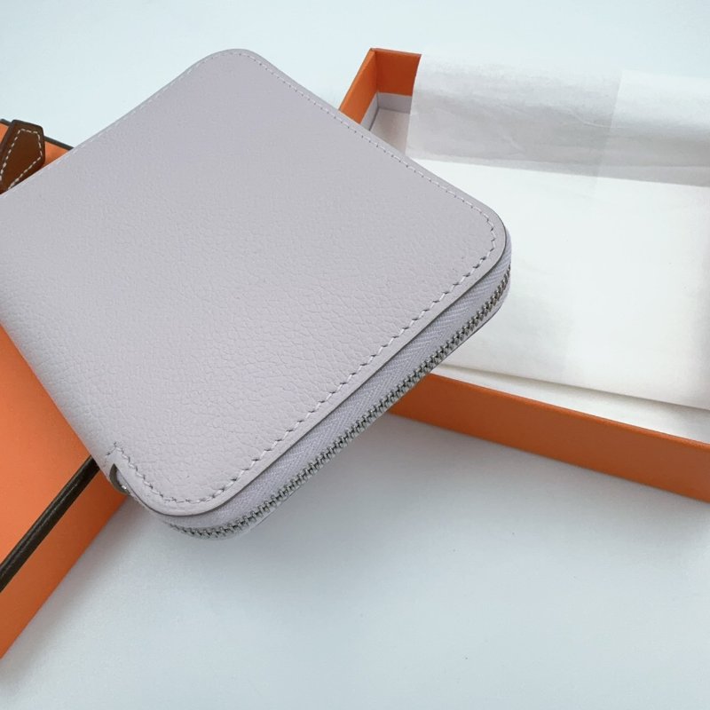 HERMES 夢幻紫銀釦epsom牛皮絲巾短夾-7