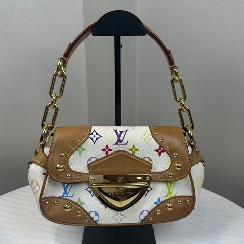路易威登/Louis Vuitton 絕版Vintage Marilyn白三彩中古單肩包 27x11x15cm