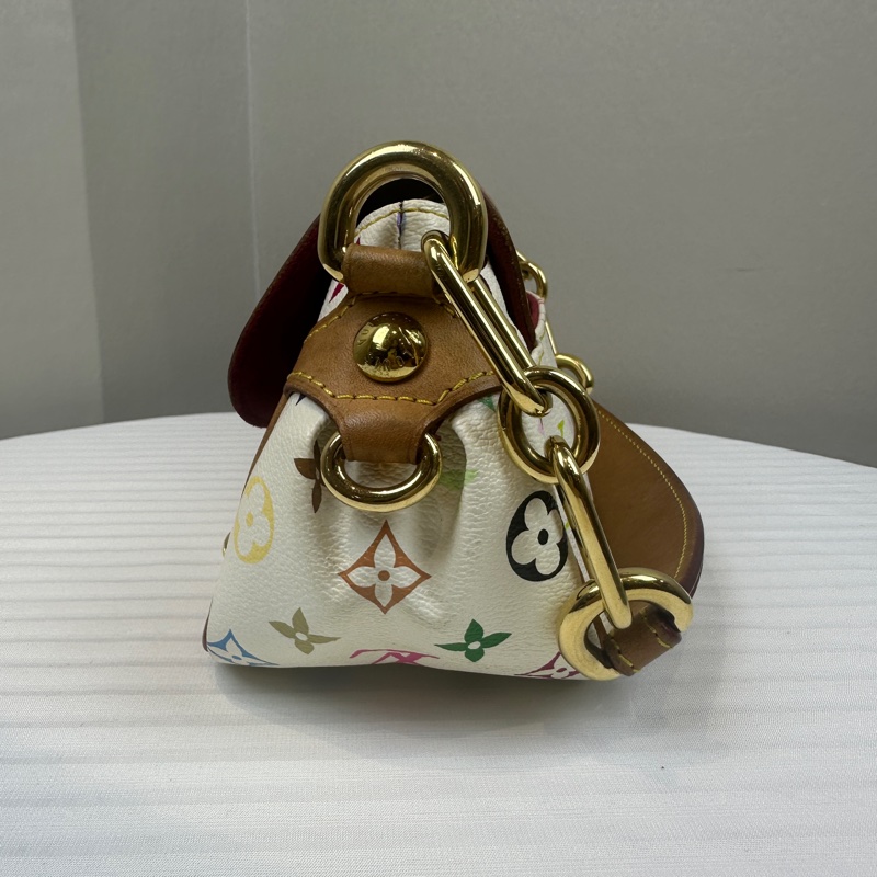 路易威登/Louis Vuitton 絕版Vintage Marilyn白三彩中古單肩包 27x11x15cm-2