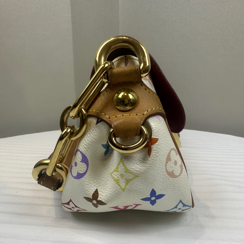 路易威登/Louis Vuitton 絕版Vintage Marilyn白三彩中古單肩包 27x11x15cm-3