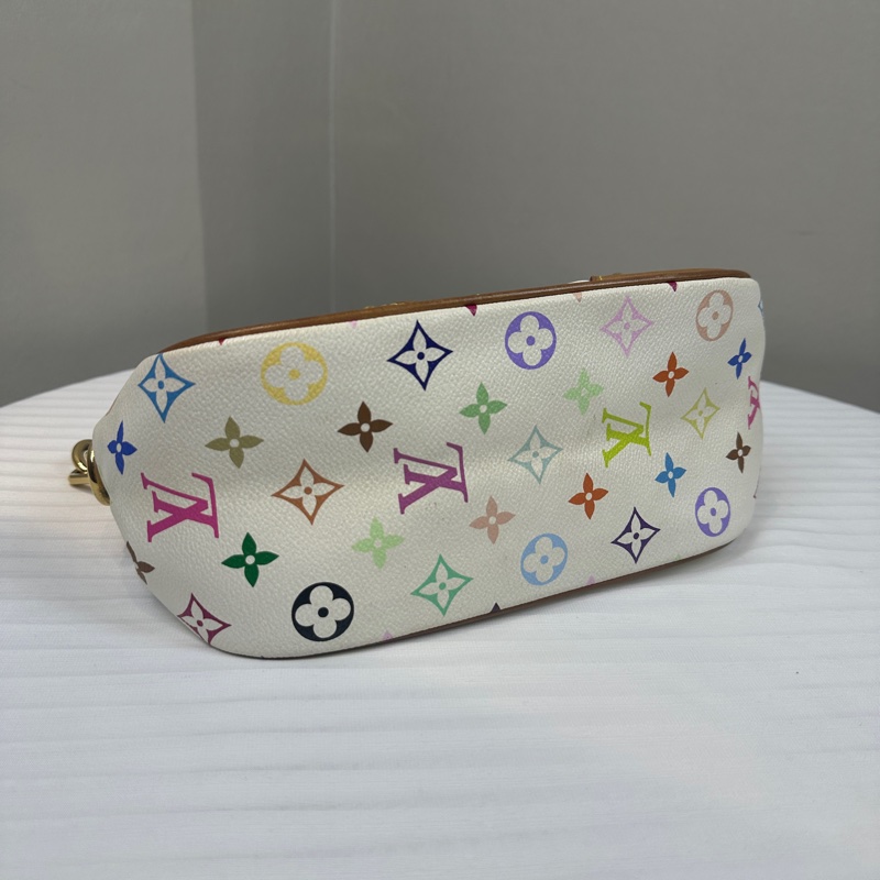 路易威登/Louis Vuitton 絕版Vintage Marilyn白三彩中古單肩包 27x11x15cm-5