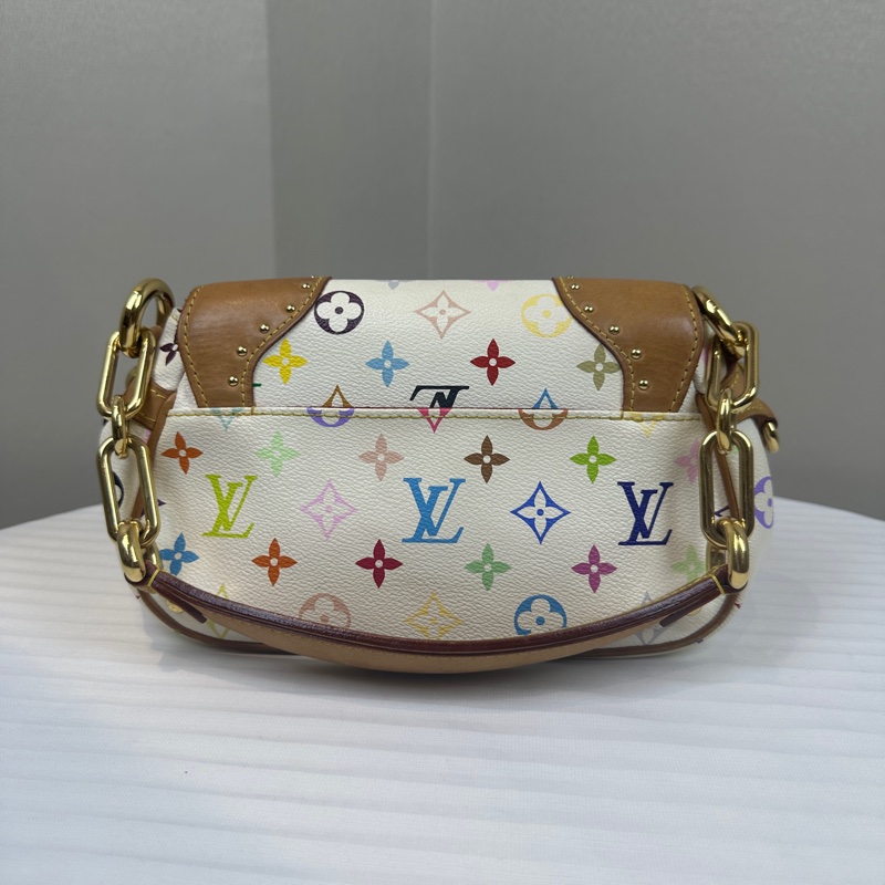 路易威登/Louis Vuitton 絕版Vintage Marilyn白三彩中古單肩包 27x11x15cm-9