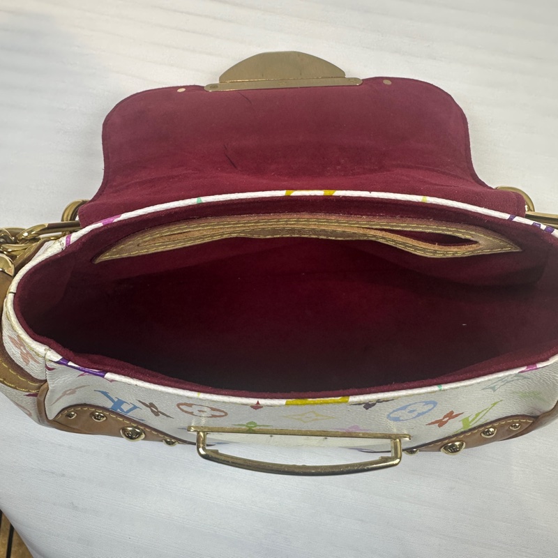 路易威登/Louis Vuitton 絕版Vintage Marilyn白三彩中古單肩包 27x11x15cm-11