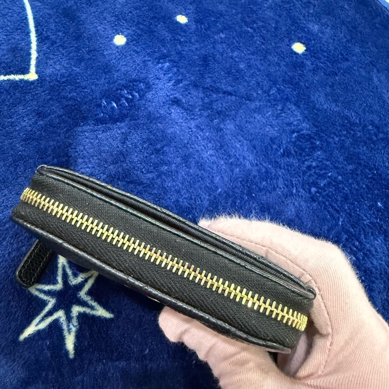 香奈兒 荔枝牛皮 ㄇ字零錢包 黑金 Chanel零錢包-4