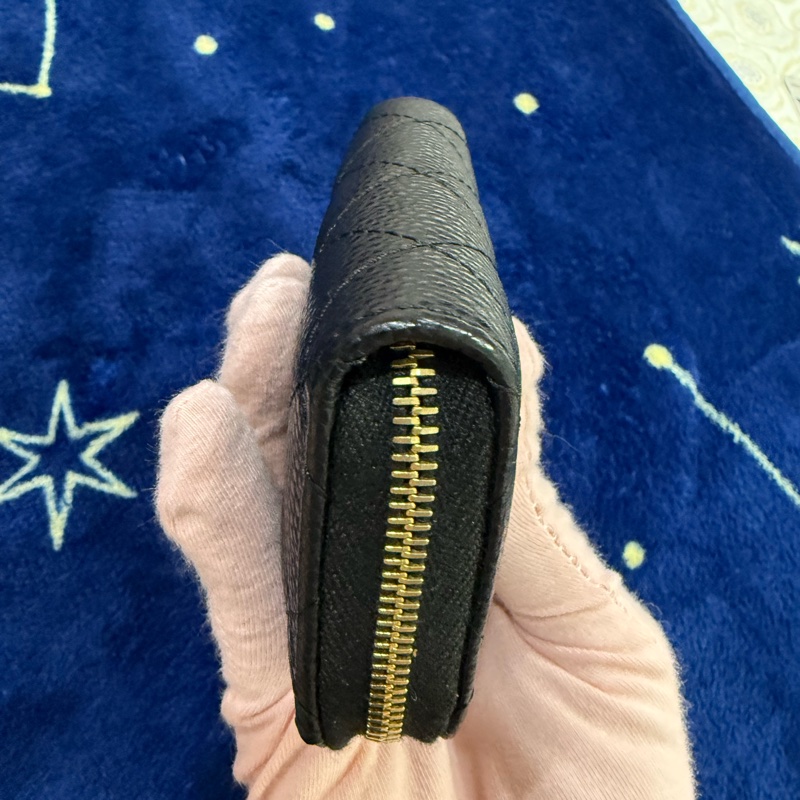 香奈兒 荔枝牛皮 ㄇ字零錢包 黑金 Chanel零錢包-9