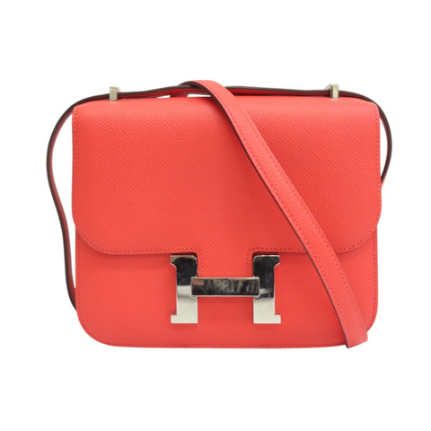 蜜桃粉 Epsom牛皮 Constance Mini 康康包 肩背包 A刻 銀扣【HERMES 愛馬仕】