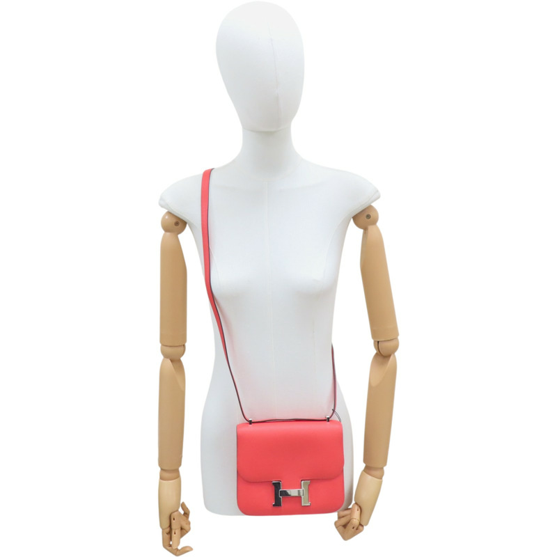 蜜桃粉 Epsom牛皮 Constance Mini 康康包 肩背包 A刻 銀扣【HERMES 愛馬仕】-10