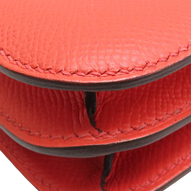 蜜桃粉 Epsom牛皮 Constance Mini 康康包 肩背包 A刻 銀扣【HERMES 愛馬仕】-12