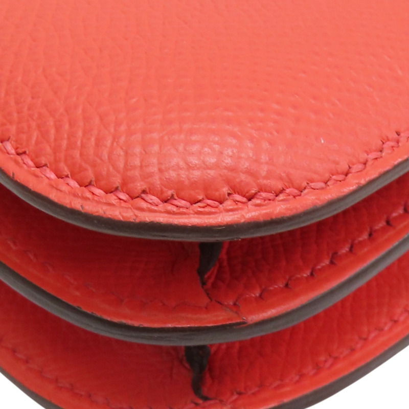 蜜桃粉 Epsom牛皮 Constance Mini 康康包 肩背包 A刻 銀扣【HERMES 愛馬仕】-14