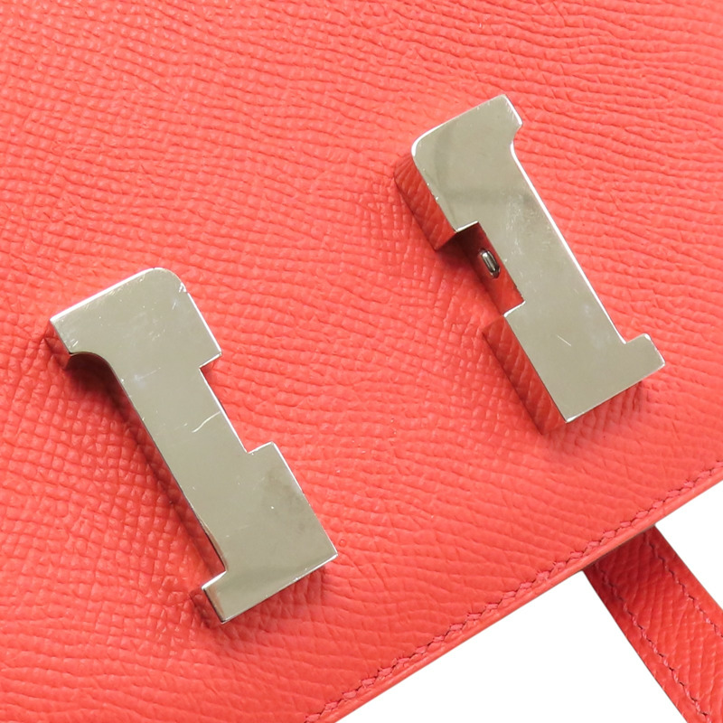 蜜桃粉 Epsom牛皮 Constance Mini 康康包 肩背包 A刻 銀扣【HERMES 愛馬仕】-16