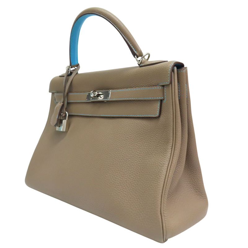 大象灰 阿茲特克藍 TOGO牛皮 KELLY 32 ECLAT 兩用包 □N刻 銀釦【HERMES 愛馬仕】-2